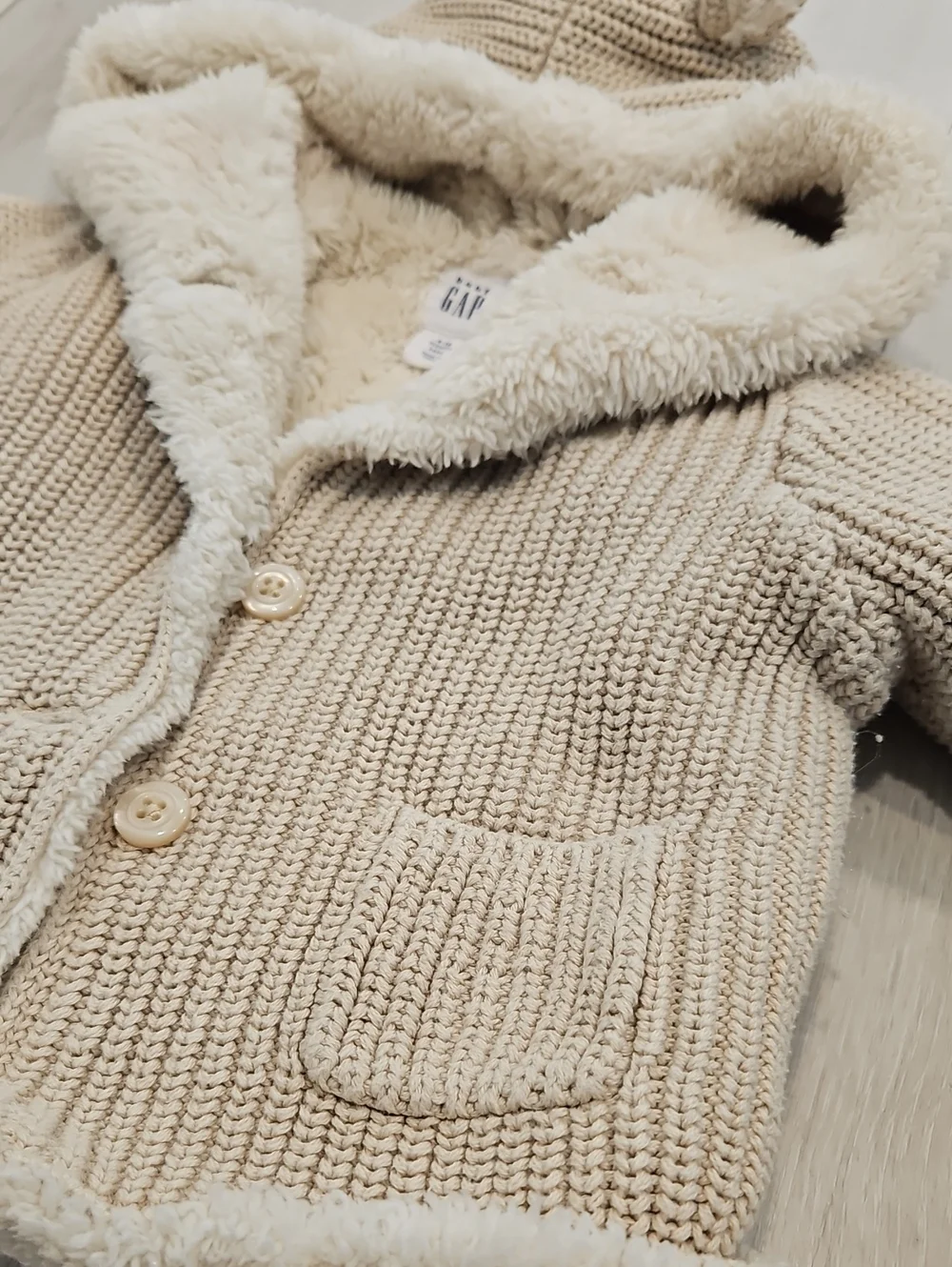 Gap Bears Ears Knitted Sweater Jacket, Size 6-12 Months